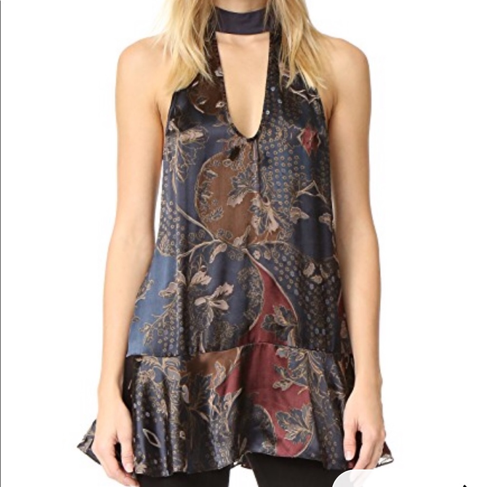 Free People flounce dress navy blue